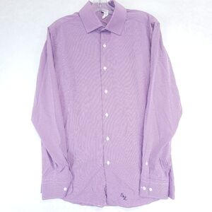 State And Liberty Dress Shirt Mens M Purple Check Athletic Fit Performance